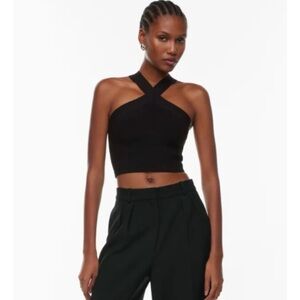 Aritzia Babaton Sculpt Knit Criss Cross Cropped Tank